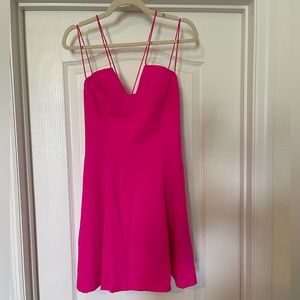 Tobi Neon Pink Backless Skater Dress